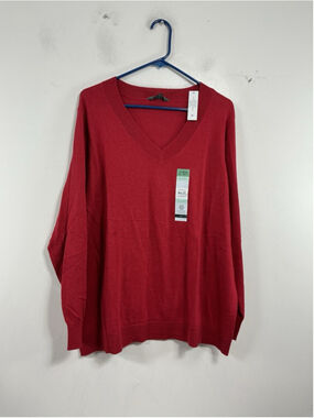 Womans NWT Terra & Sky Long Sleeve V Neck Pullover Sweater 1X Red